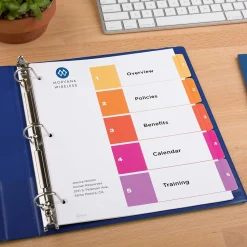 Avery Ready Index Table of Contents EcoFriendly Paper Dividers, 1-5 Tabs, Multicolor, 3 Sets/Pack (11080)