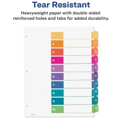 Avery Ready Index Table of Contents Paper Dividers, 1-10 Tabs, Multicolor, 24 Sets/Box (11169)