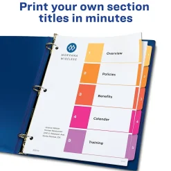 Avery Ready Index Table of Contents Paper Dividers, 1-5 Tabs, Multicolor, 24 Sets/Box (11167)