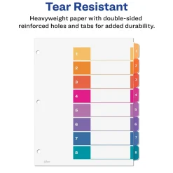 Avery Ready Index Table of Contents Paper Dividers, 1-8 Tabs, Multicolor, 24 Sets/Box (11168)