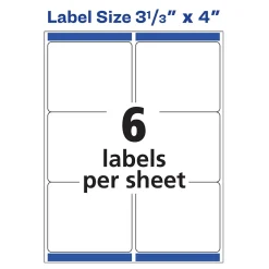 Avery Repositionable Inkjet Shipping Labels, 3-1/3