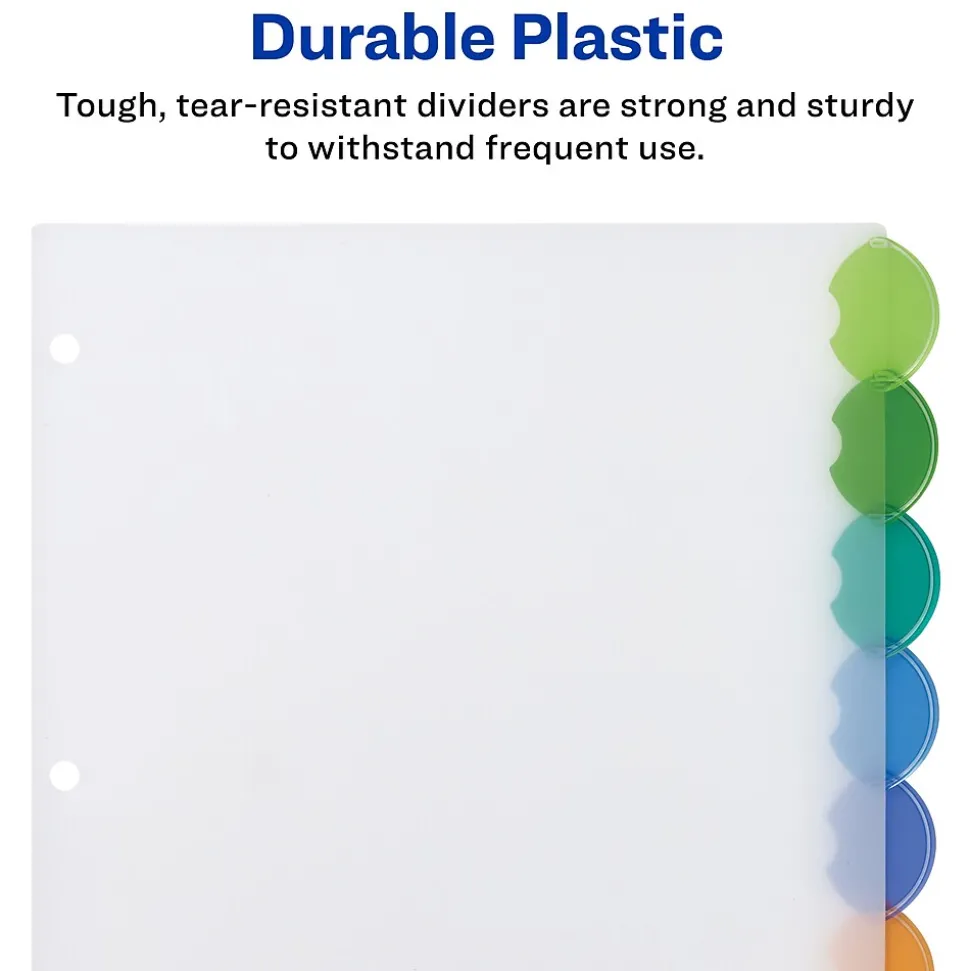 Avery Style Edge Insertable Plastic Dividers, 8 Tab, Multicolor (11201)
