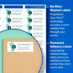Avery Sure Feed Inkjet Return Address Labels, 3/4" x 2-1/4", 600 Labels/Pack (8257)