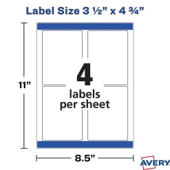 Avery Sure Feed Laser/Inkjet Durable Print-to-the-Edge Labels, 3.5