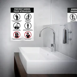 Avery Surface Safe "Prevent Germs from Spreading" Preprinted Wall Decals, 7" x 10", White/Black, 5/Pack (83174)