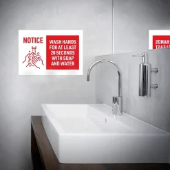 Avery Surface Safe "Wash Hands" Preprinted Wall Decals, 7" x 10", White/Red, 5/Pack (83175)
