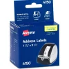 Avery Thermal Address Labels, 1-1/8" x 3-1/2", White, 260 Labels/Box (4150)