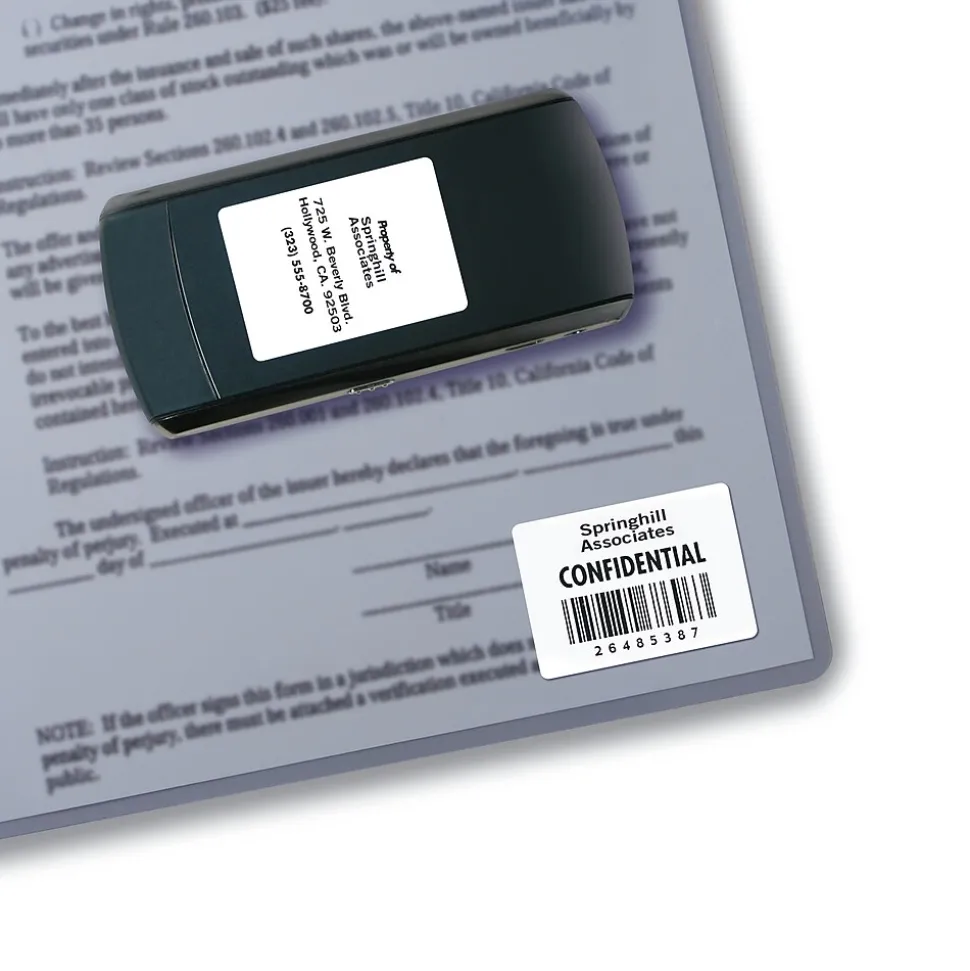 Avery TrueBlock Laser Durable ID Labels, 1-1/4" x 1-3/4", White, 1,600 Labels/Box (6576)