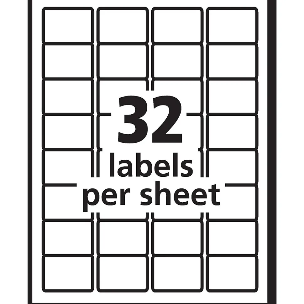 Avery TrueBlock Laser Durable ID Labels, 1-1/4" x 1-3/4", White, 1,600 Labels/Box (6576)