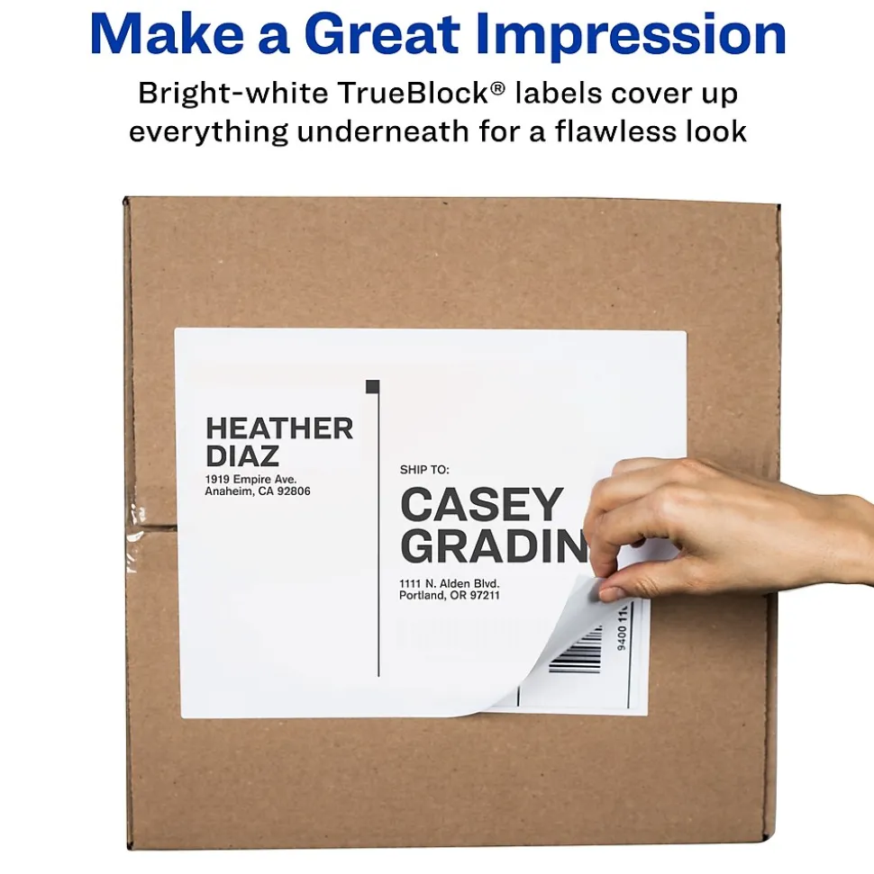 Avery TrueBlock Laser Shipping Labels, 8-1/2" x 11", White, 25 Labels/Pack (5265)