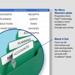 Avery TrueBlock Laser/Inkjet File Folder Labels, 2/3