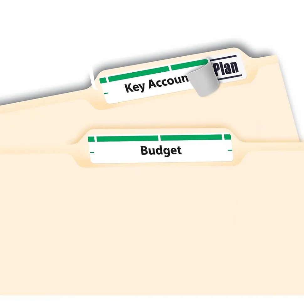 Avery TrueBlock Laser/Inkjet File Folder Labels, 2/3" x 3-7/16", White/Green, 1,500 Labels/Pack (5866)