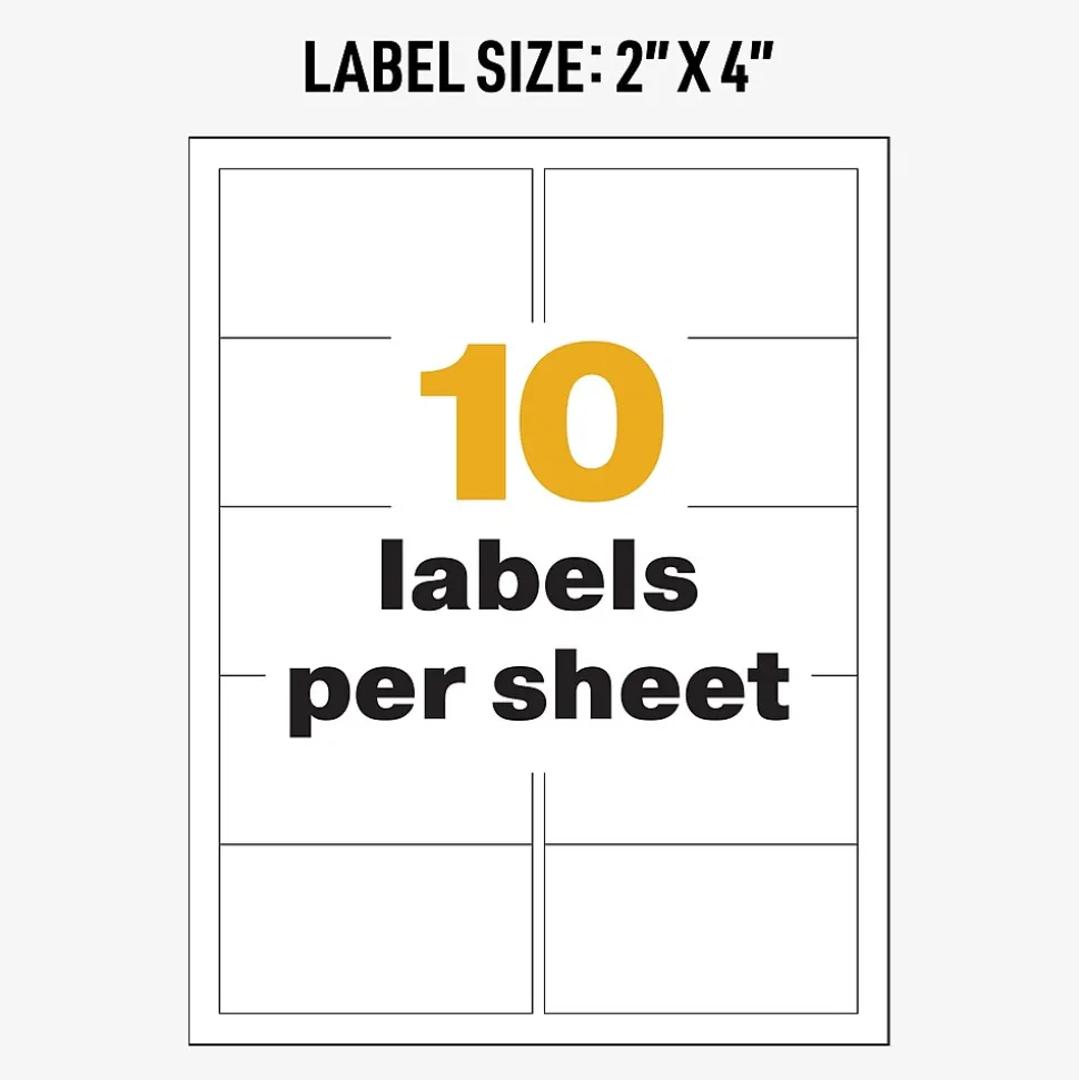 Avery UltraDuty Waterproof Laser GHS Chemical Labels, 2" x 4", White, 500 Labels/Box (60505)