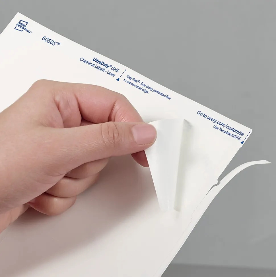 Avery UltraDuty Waterproof Laser GHS Chemical Labels, 2" x 4", White, 500 Labels/Box (60505)