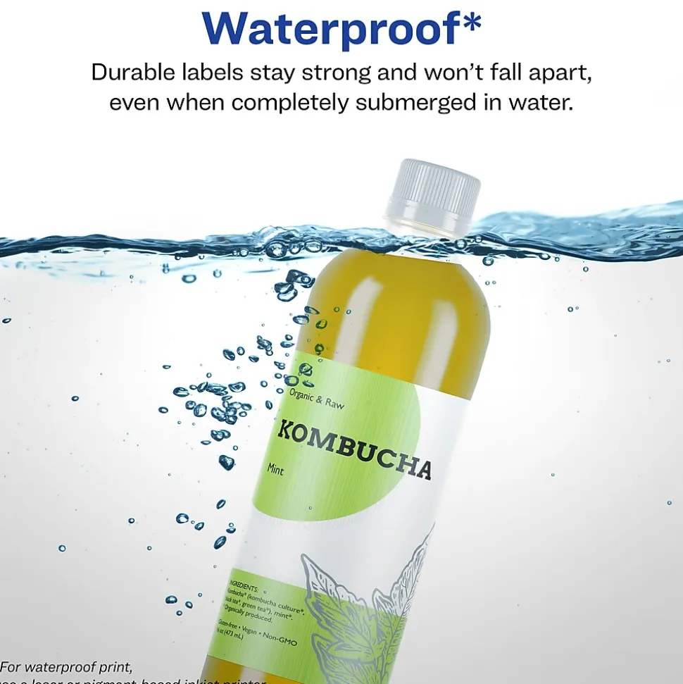 Avery Waterproof Wraparound Laser/Pigment-Inkjet Rectangle Labels, 3 1/4" x 7 3/4", White, 16 Labels/Pack (22835)