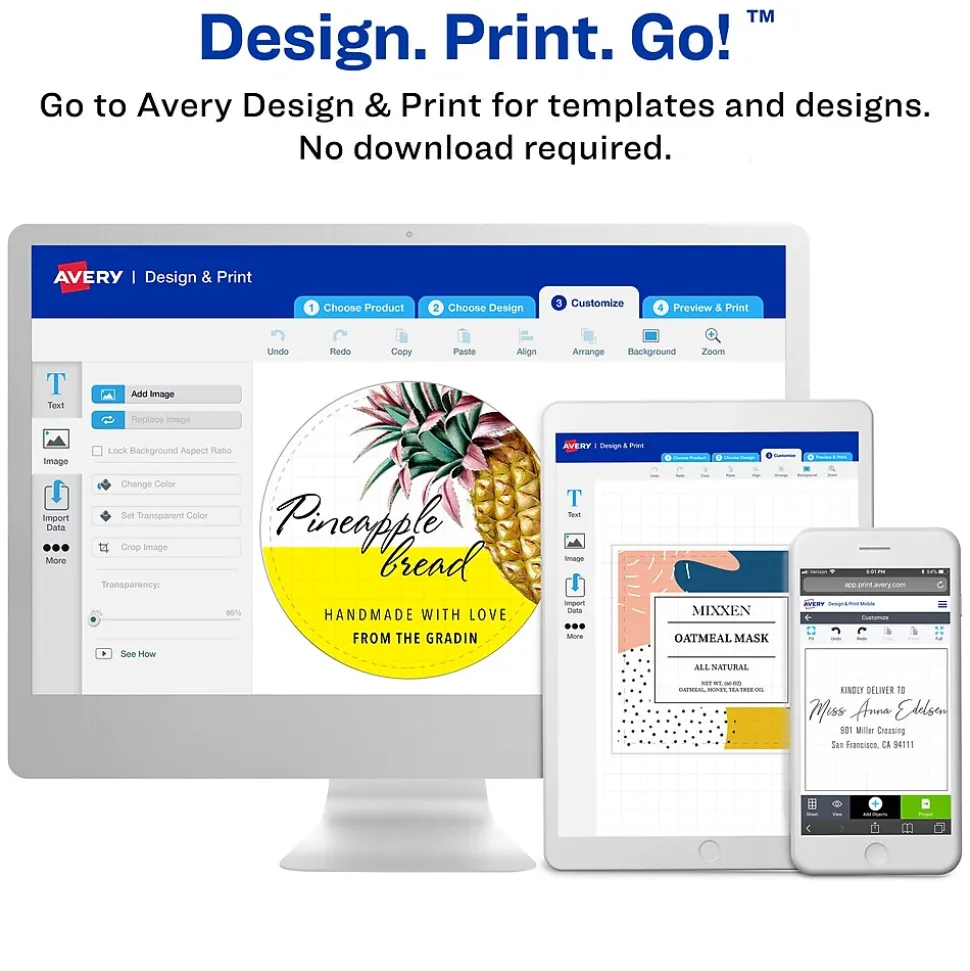 Avery Waterproof Wraparound Laser/Pigment-Inkjet Rectangle Labels, 3 1/4" x 7 3/4", White, 16 Labels/Pack (22835)