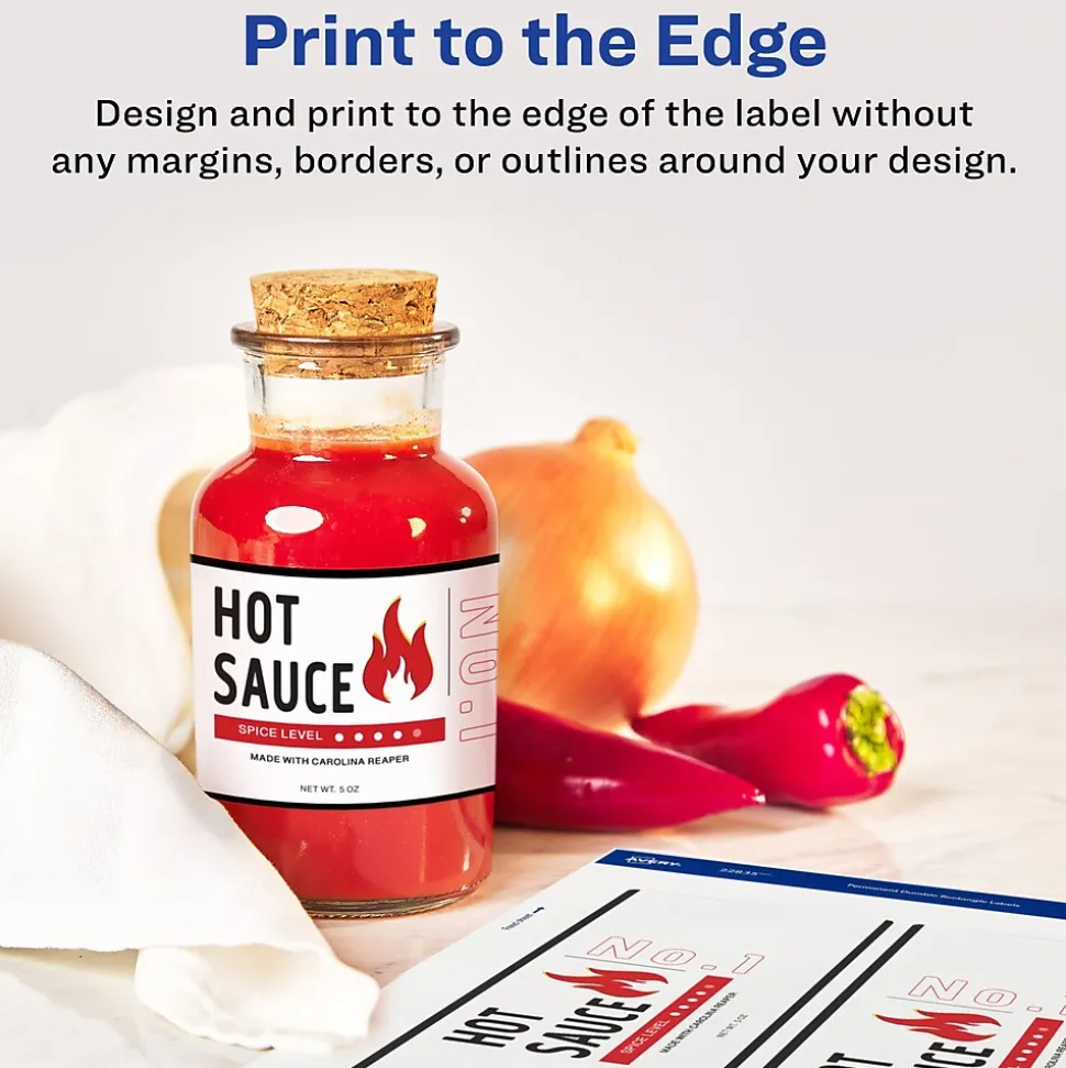 Avery Waterproof Wraparound Laser/Pigment-Inkjet Rectangle Labels, 3 1/4" x 7 3/4", White, 16 Labels/Pack (22835)