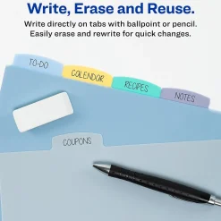 Avery Write & Erase Plastic Mini Dividers, 5 Tabs, Multicolor (16180)