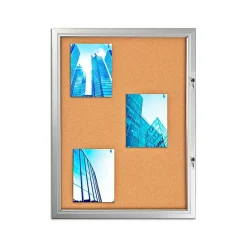 Azar Cork Enclosed Bulletin Board, Aluminum Frame, 42.32