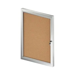Azar Cork Enclosed Bulletin Board, Aluminum Frame, 29.72" x 23.03" (300223)