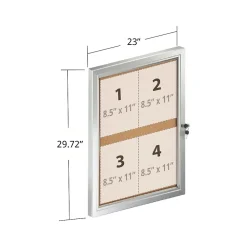 Azar Cork Enclosed Bulletin Board, Aluminum Frame, 29.72" x 23.03" (300223)