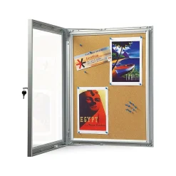 Azar Cork Enclosed Bulletin Board, Aluminum Frame, 29.72