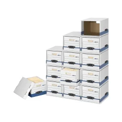 Bankers Box File/Cube™ Quick Set-Up Corrugated File Storage Box Shells, Letter/Legal Size, White/Blue, 6/Carton (0162601)