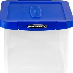 Bankers Box Heavy Duty Locking File Totes, Letter/Legal Size, Blue/Clear (0086201)