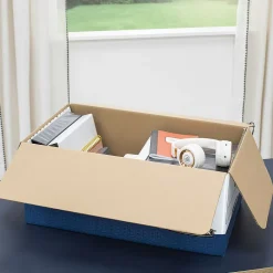 Bankers Box Heavy-Duty Corrugated File Storage Boxes, String & Button, Legal Size, White/Blue, 12/Carton (00012)