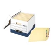 Bankers Box Heavy-Duty FastFold File Storage Boxes, Lift-Off Lid, Letter/Legal Size, White/Blue, 12/Carton (00709)