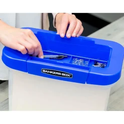 Bankers Box Heavy-Duty Plastic Portable File Storage Box, Letter Size, Blue/Clear (0086301)