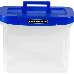 Bankers Box Heavy-Duty Plastic Portable File Storage Box, Letter Size, Blue/Clear (0086301)