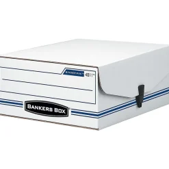 Bankers Box Liberty Binder-Pak Corrugated File Storage Box, Snap Closure, Check & Voucher Size, White/Blue (48110)
