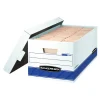 Bankers Box Medium-Duty Corrugated File Storage Boxes, Lift-Off Lid, Letter Size, White/Blue, 20/Carton (0070110)