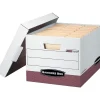 Bankers Box R-Kive® Heavy-Duty FastFold File Storage Boxes, Lift-Off Lid, Letter/Legal Size, White/Red, 12/Carton (07242)