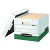 Bankers Box® R-Kive Heavy-Duty FastFold File Storage Boxes, Lift-Off Lid, Letter/Legal Size, White/Green, 12/Carton (07241)