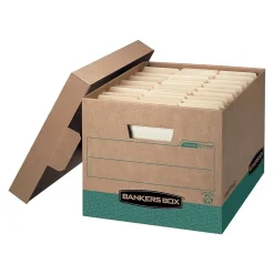 Bankers Box® R-Kive Heavy-Duty Recycled File Storage Boxes, Lift-Off Lid, Letter/Legal Size, Brown, 12/Carton (12775)