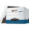 Bankers Box R-Kive® Heavy-Duty FastFold File Storage Boxes, Lift-Off Lid, Letter/Legal Size, White/Blue, 4/Carton (0724303)