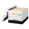 Bankers Box R-Kive® Heavy-Duty FastFold File Storage Boxes, Lift-Off Lid, Letter/Legal Size, White/Black, 12/Carton (00724)