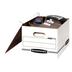 Bankers Box Stor/File 60% Recycled Corrugated File Box Lift Off Lid, Letter/Legal Size, White/Blue, 6/Pack (57036-04)