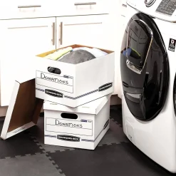 Bankers Box Stor/File 60% Recycled Corrugated File Box Lift Off Lid, Letter/Legal Size, White/Blue, 6/Pack (57036-04)