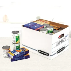 Bankers Box Stor/File 60% Recycled Corrugated File Box Lift Off Lid, Letter/Legal Size, White/Blue, 6/Pack (57036-04)