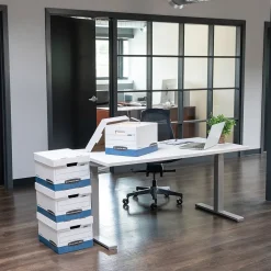 Bankers Box Stor/File™ Medium-Duty FastFold File Storage Boxes, Lift-Off Lid, Letter/Legal Size, White/Blue, 12/Carton (00789)