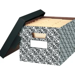 Bankers Box® Stor/File Medium Duty Recycled FastFold Corrugated File Box with Lift Off lid, Letter/Legal Size, Brocade