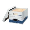 Bankers Box Stor/File™ Medium-Duty FastFold File Storage Boxes, Lift-Off Lid, Letter/Legal Size, White/Blue, 4/Carton (0078907)