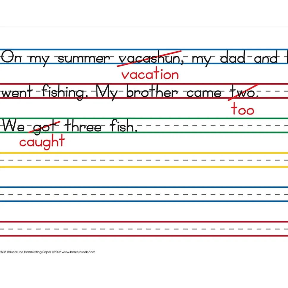 Barker Creek 8.5" x 11" Raised Line Handwriting Paper, 600 Sheets/Set (5503-12)