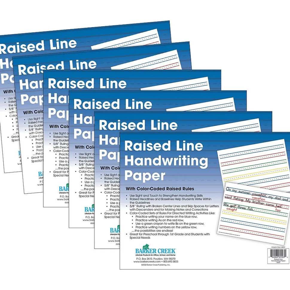 Barker Creek 8.5" x 11" Raised Line Handwriting Paper, 300 Sheets/Set (5503-06)