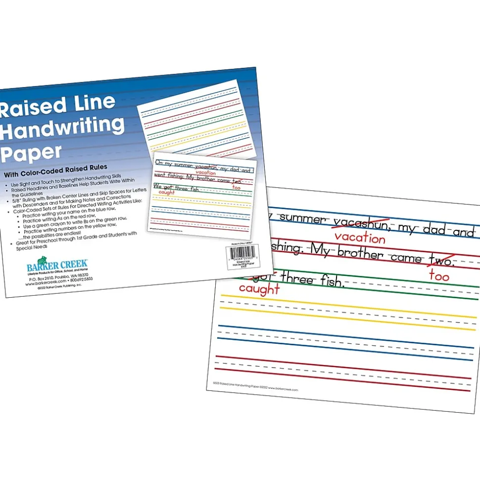 Barker Creek 8.5" x 11" Raised Line Handwriting Paper, 300 Sheets/Set (5503-06)