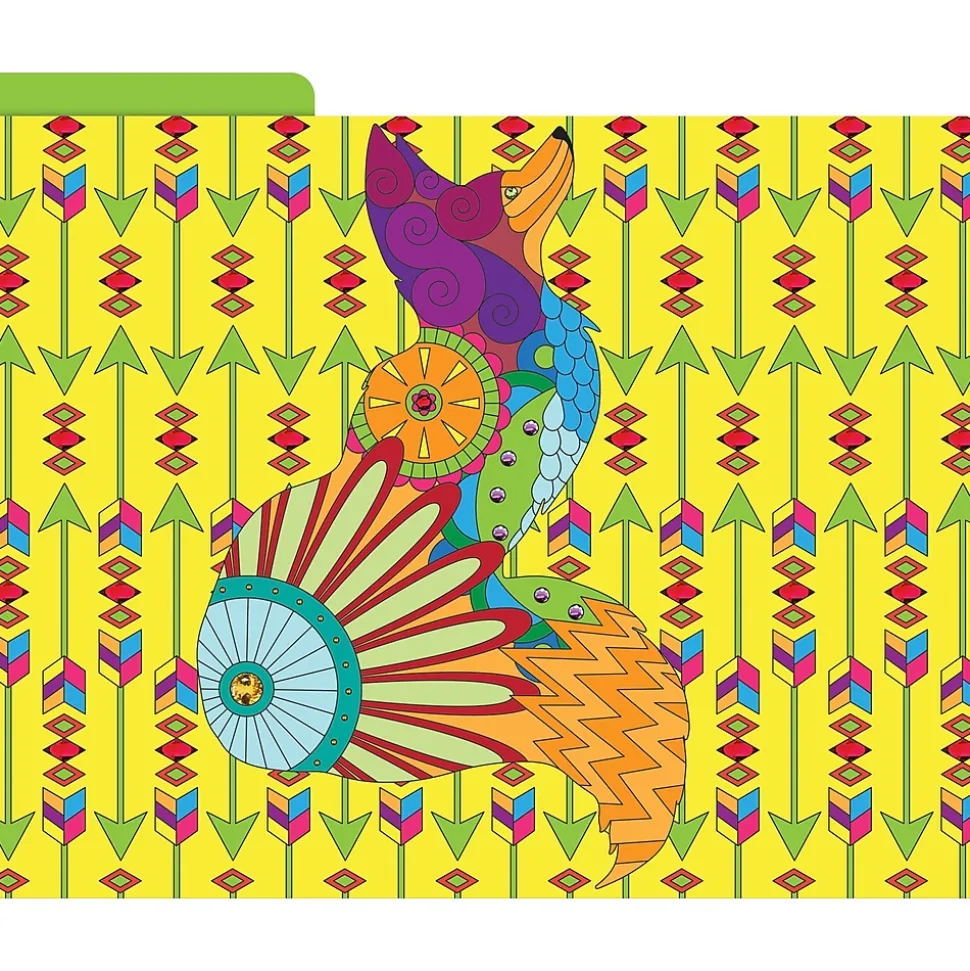 Barker Creek Bohemian Animals File Folder, 1/3-Cut Tab, Letter Size, Assorted, 12/Pack (2012)