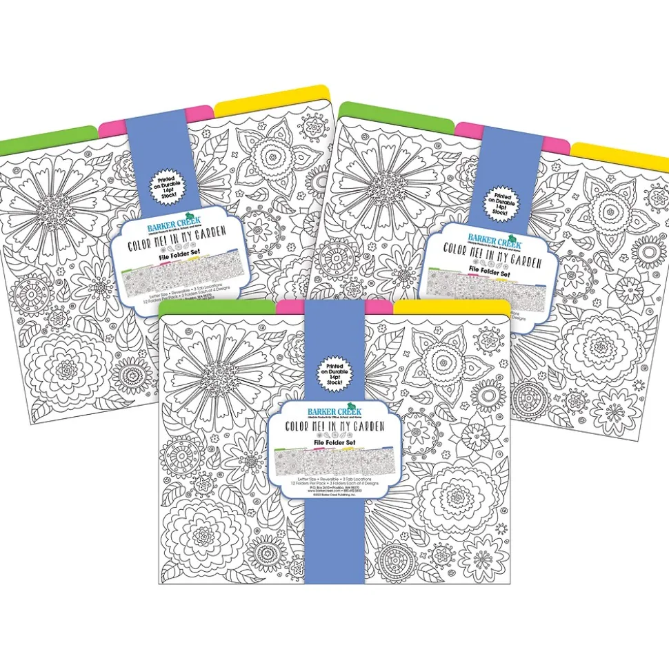 Barker Creek Color Me! File Folder Set, 1/3-Cut Tab, Letter Size, In My Garden, 36/Set (4387)